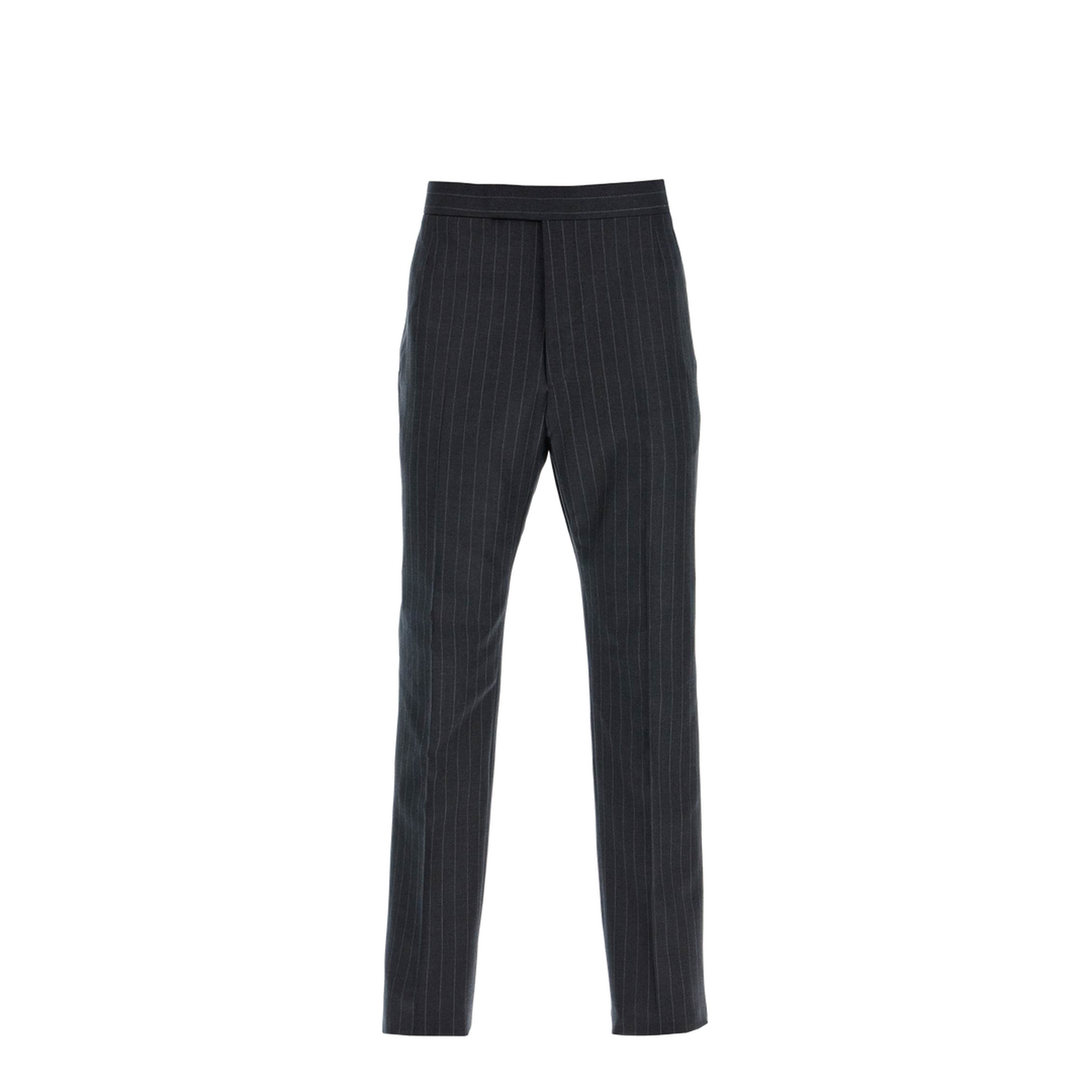 Grey Pinstripe Pants With Concealed Closure