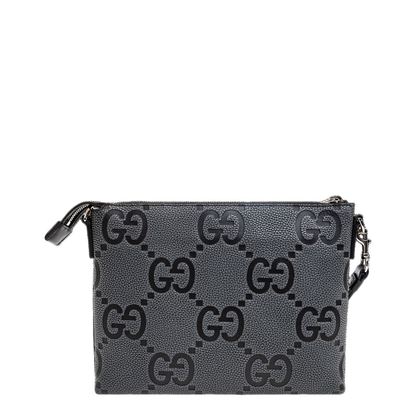GG Jumbo Leather Crossbody Bag - Gray