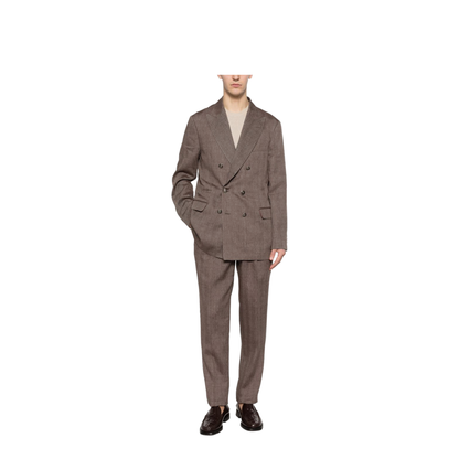 Double-Breasted Leisure Suit - Brown