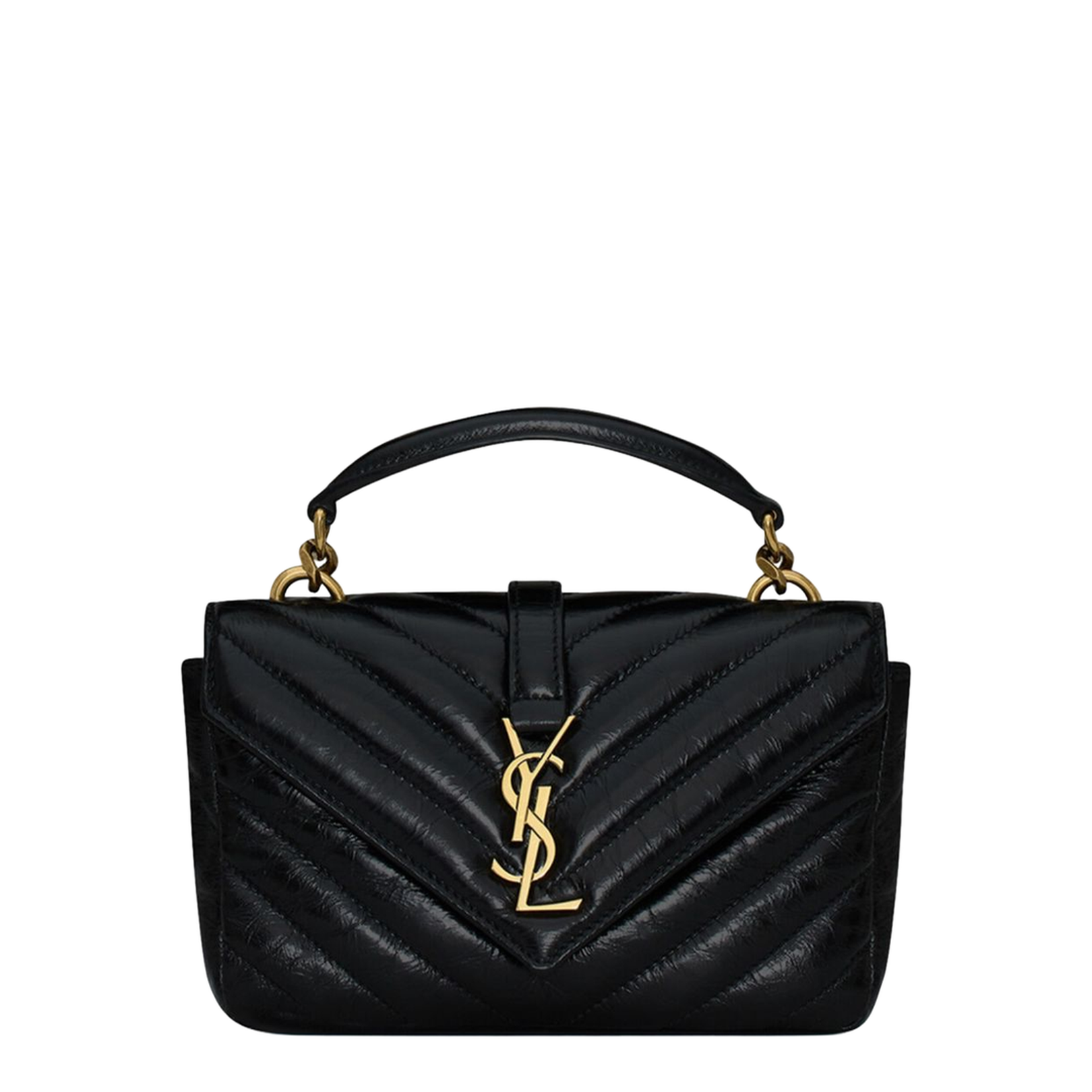 Black Leather Mini College Handbag