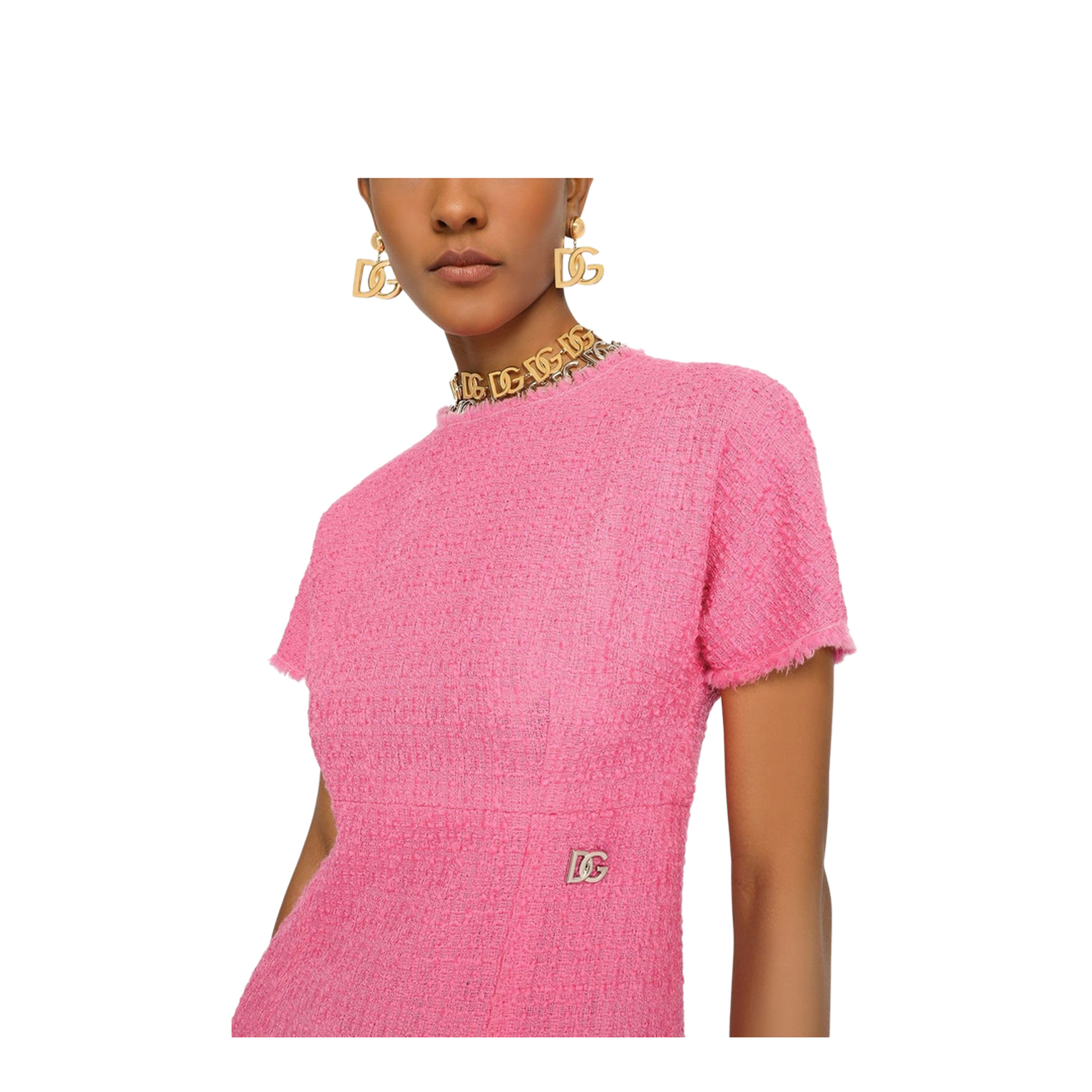 Raschel Tweed Calf-Length Dress