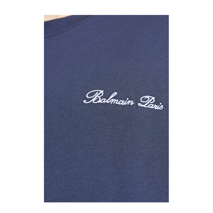 Marine Blue Embroidered Signature T-shirt