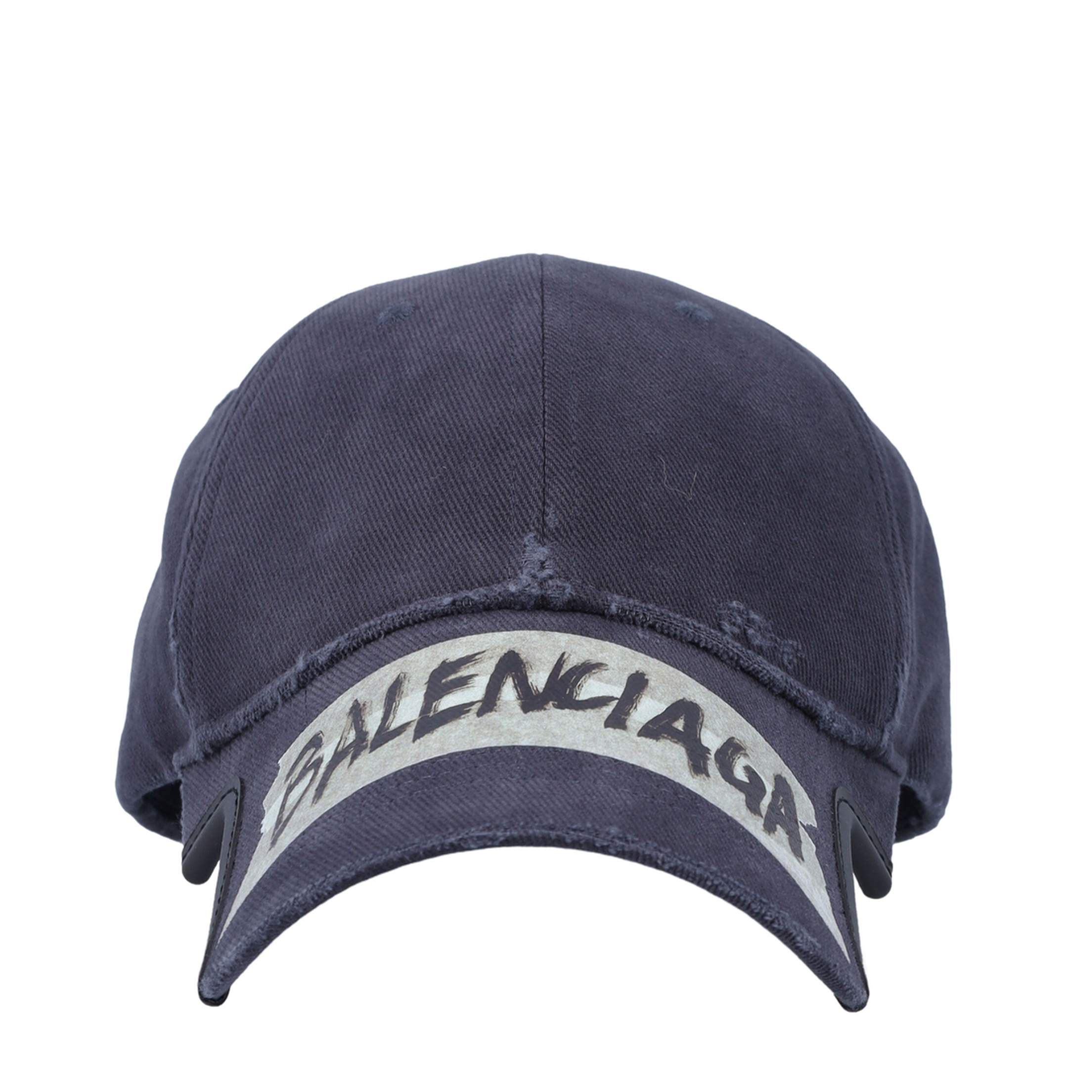 Black Washed-Effect Masking Tape Cap