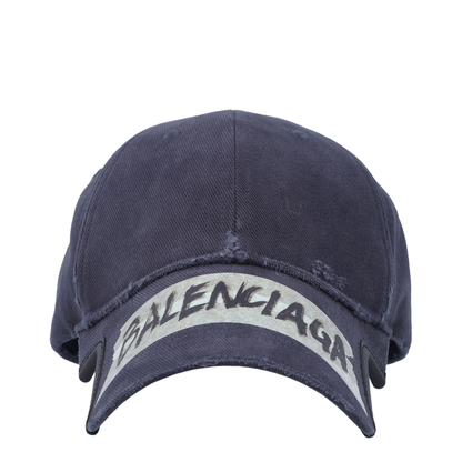 Black Washed-Effect Masking Tape Cap