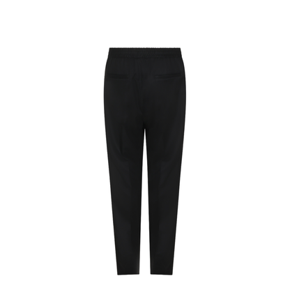 Leisure fit trousers in virgin wool flannel with drawstring and double darts