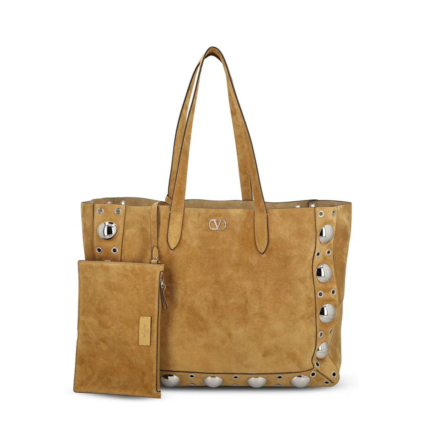 Suede Bag with VLogo and Studs