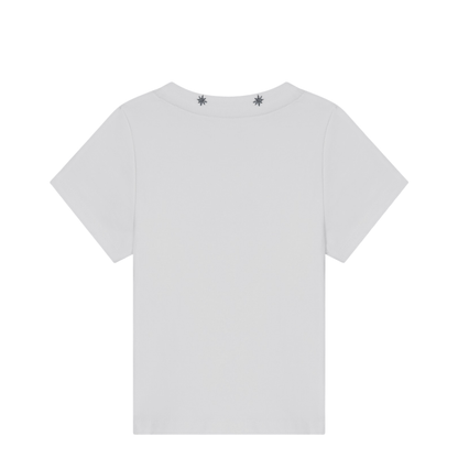 White Cotton T-Shirt with Embroidered Logo