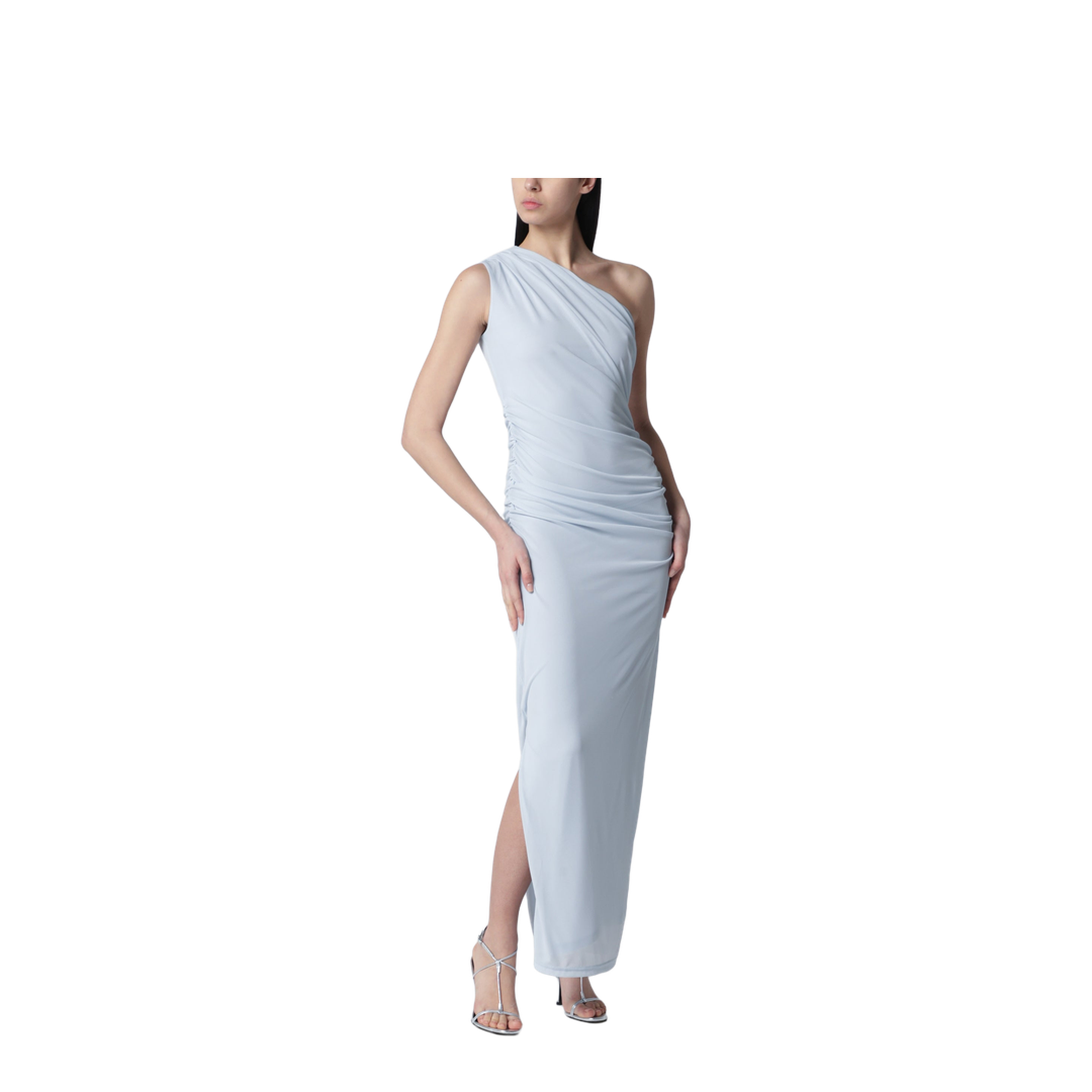 One-shoulder Draped Maxi Dress in Plein Air Blue