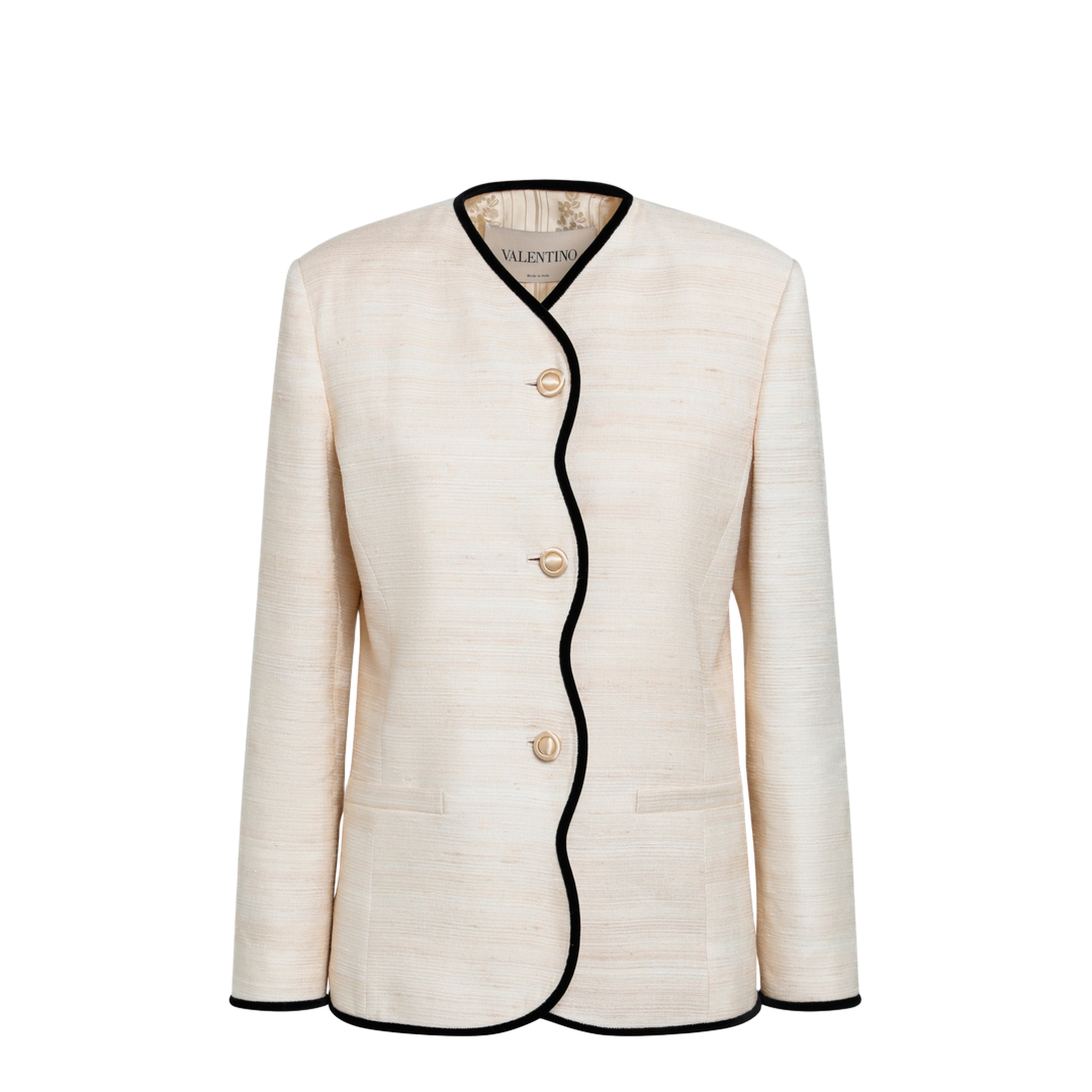 MAYFEYR - Valentino - Milk-Honey Coloured Silk And Linen Jacket - 9B3CE5X5A9F4KQ