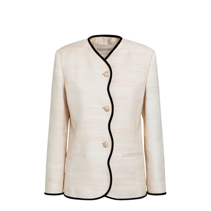 MAYFEYR - Valentino - Milk-Honey Coloured Silk And Linen Jacket - 9B3CE5X5A9F4KQ