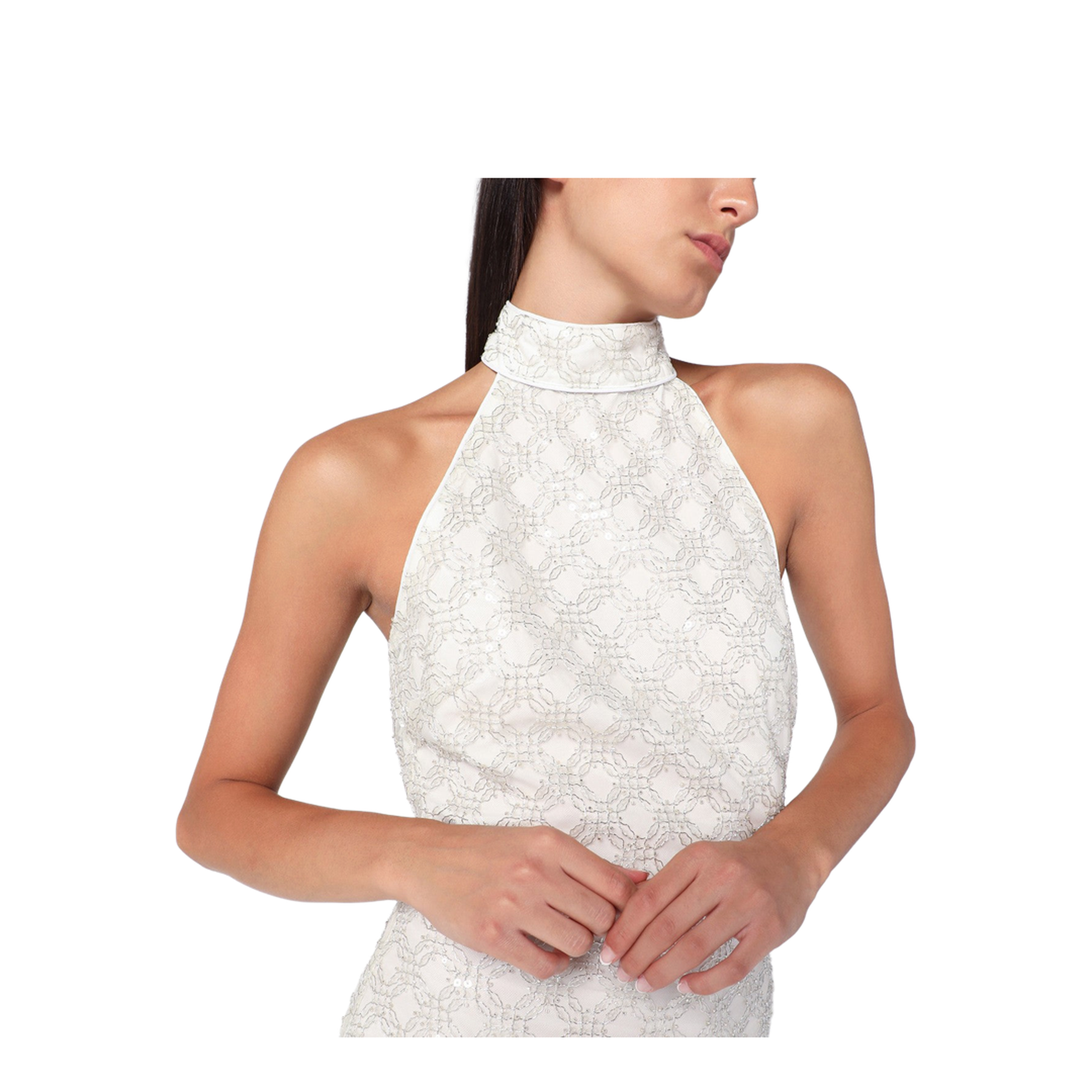 Cream-colored dress with sequins