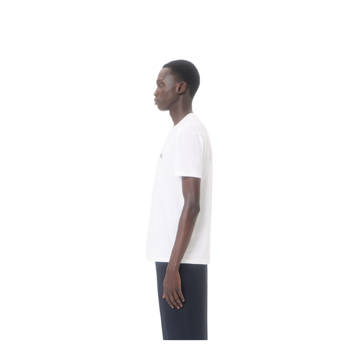 White Cotton T-Shirt With Vlogo Embroidery