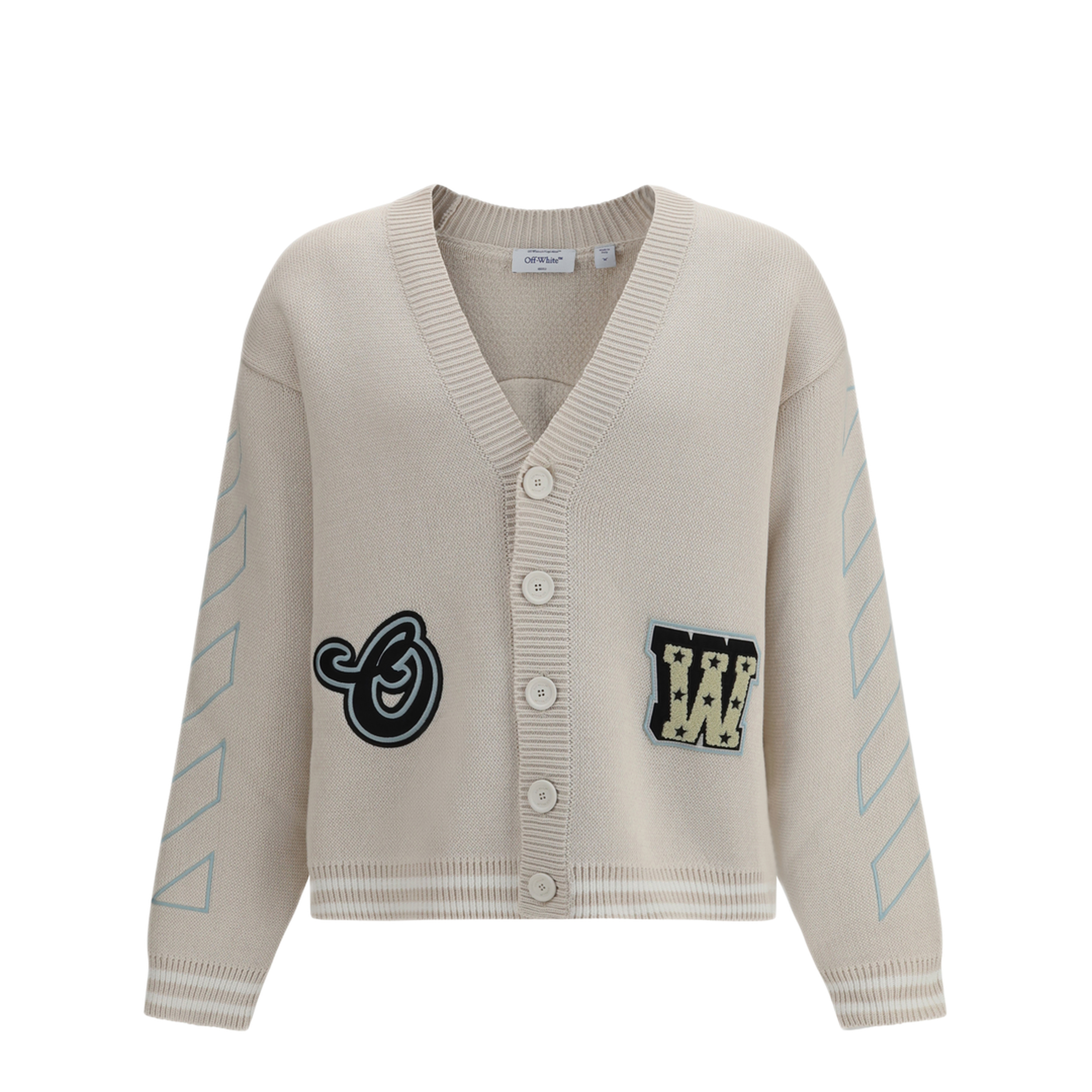 MAYFEYR - Off-White - Star Logo Diagonal Varsity Cardigan - 44MHB019S26K0011101010
