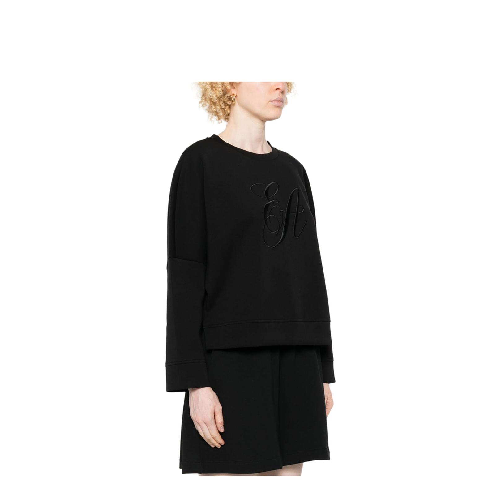 Double-Jersey Sweatshirt with Oversized Logo Embroidery