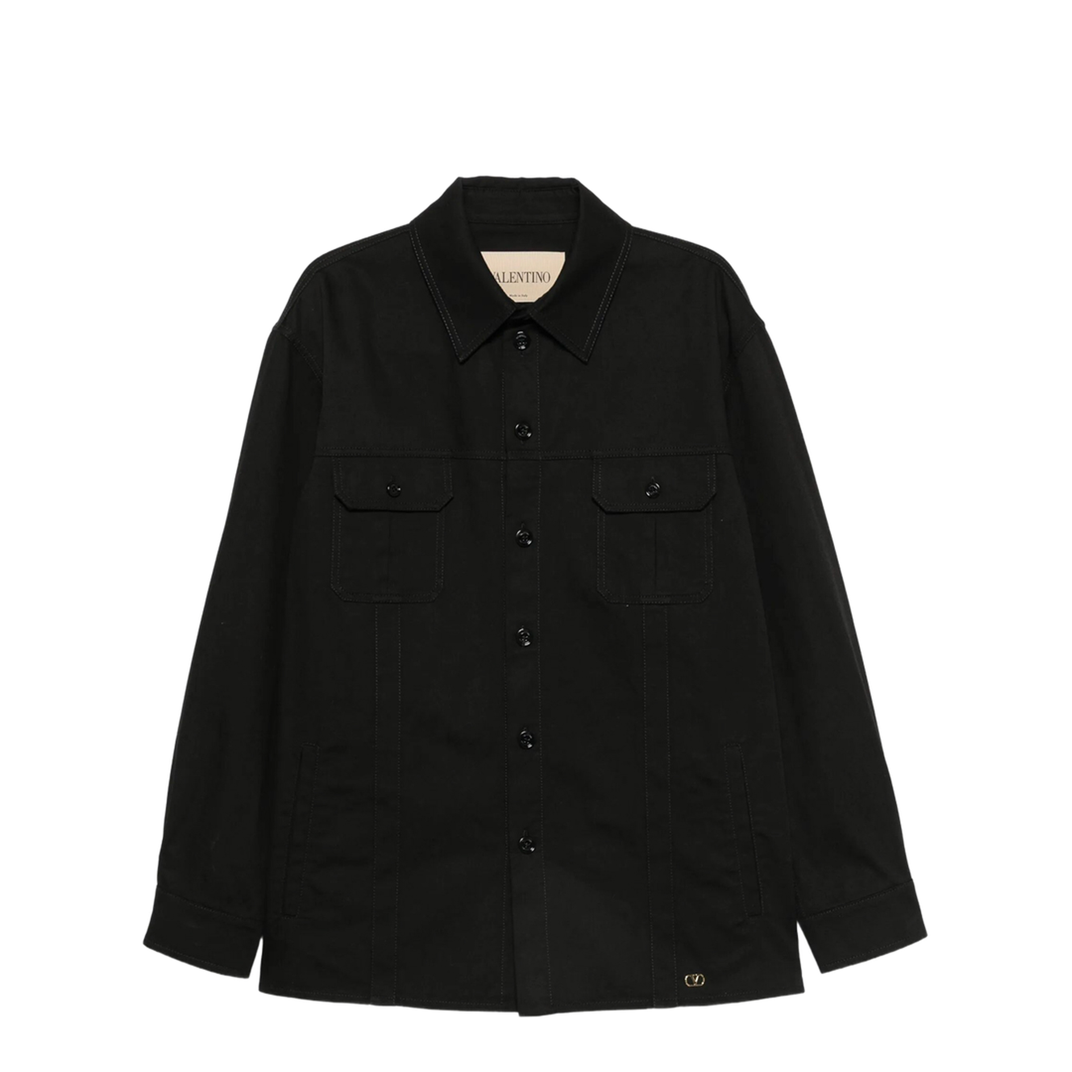 MAYFEYR - Valentino - Cotton Gabardine Shirt Jacket With Vlogo - VCIQ10ALS