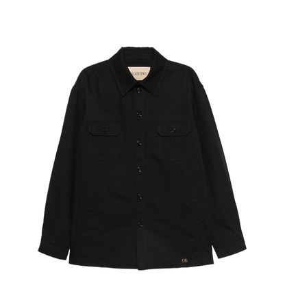 MAYFEYR - Valentino - Cotton Gabardine Shirt Jacket With Vlogo - VCIQ10ALS