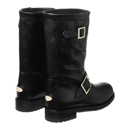 MAYFEYR - Jimmy Choo - Biker Mid Leather Ankle Boots - BIKERMIDBKLBLACK