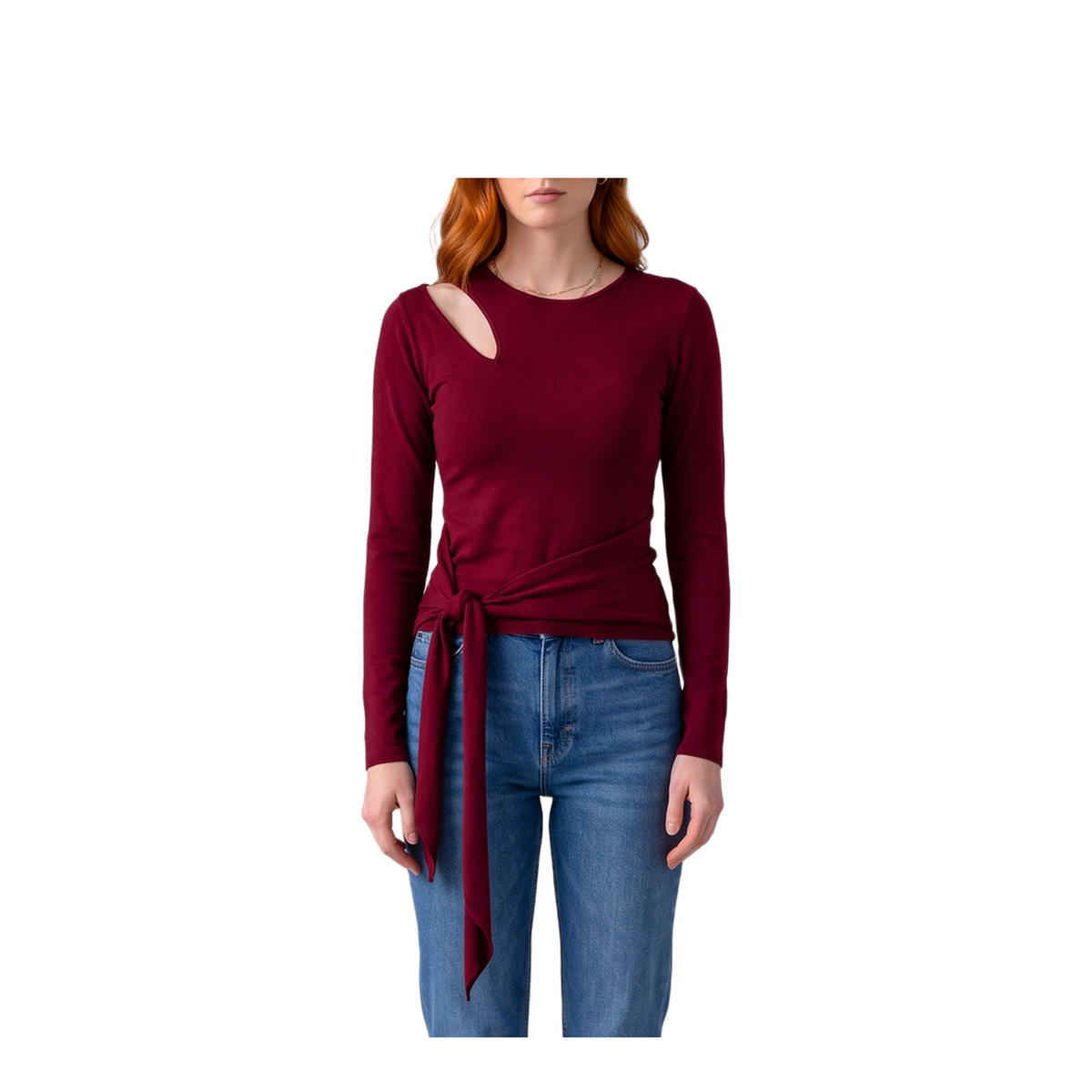 MAYFEYR - Federica Tosi - Ruby Red Cut Off Top With Sash - 3200535051