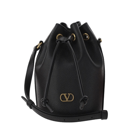 Black Leather Bucket Bag