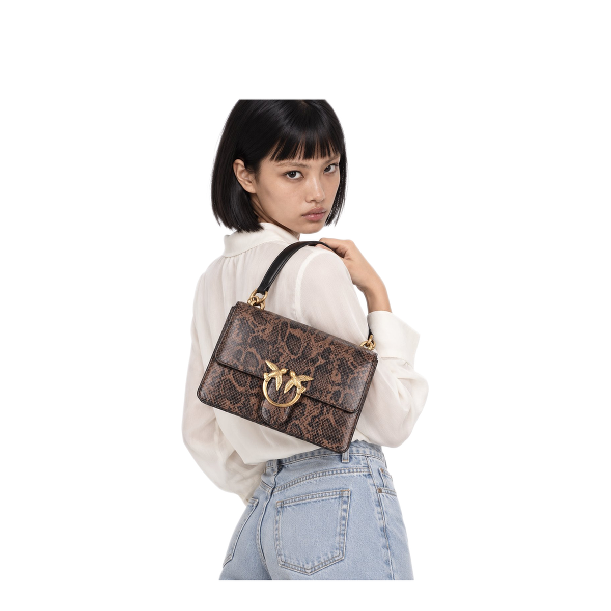 Love One Top Handle Goat Leather Handbag - Roccia