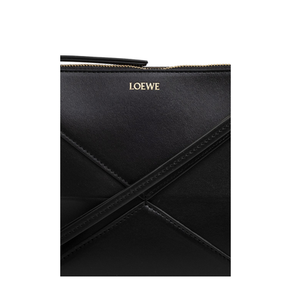 Puzzle Fold Leather Pouch - Black