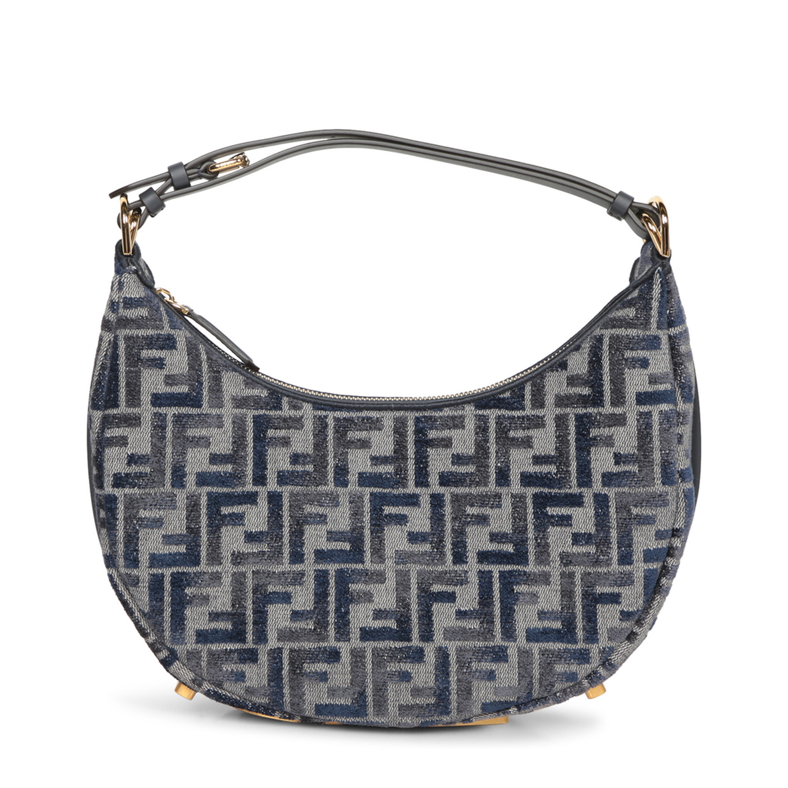 Fendigraphy Small Canvas Hobo Bags - Navy Blue