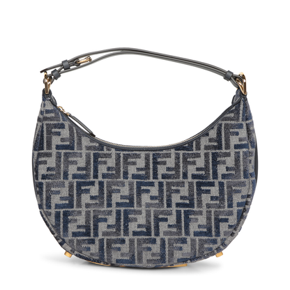 Fendigraphy Small Canvas Hobo Bags - Navy Blue