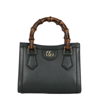 Diana Small Tote Bag in Green Leather