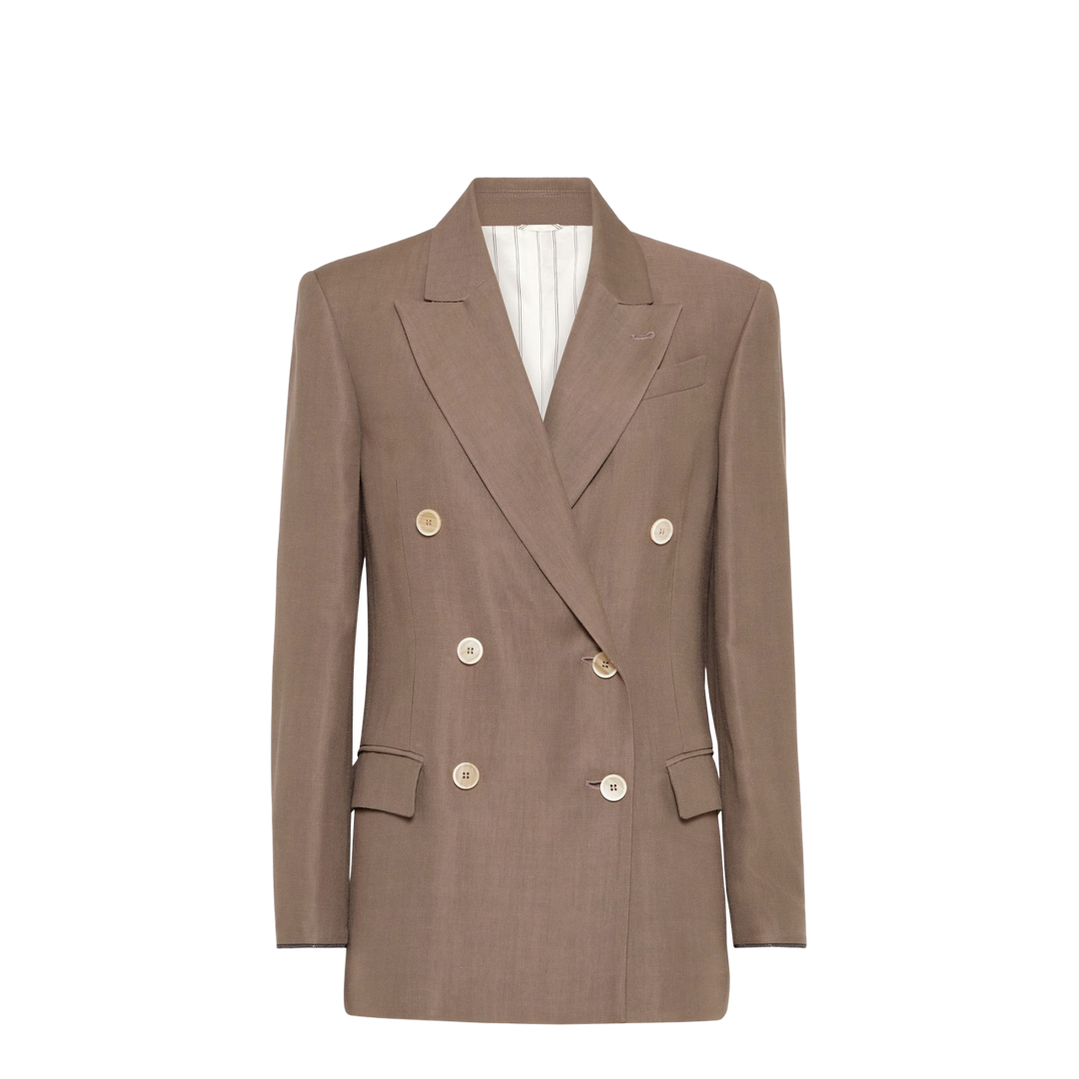 Linen Blend Double-Breasted Jacket