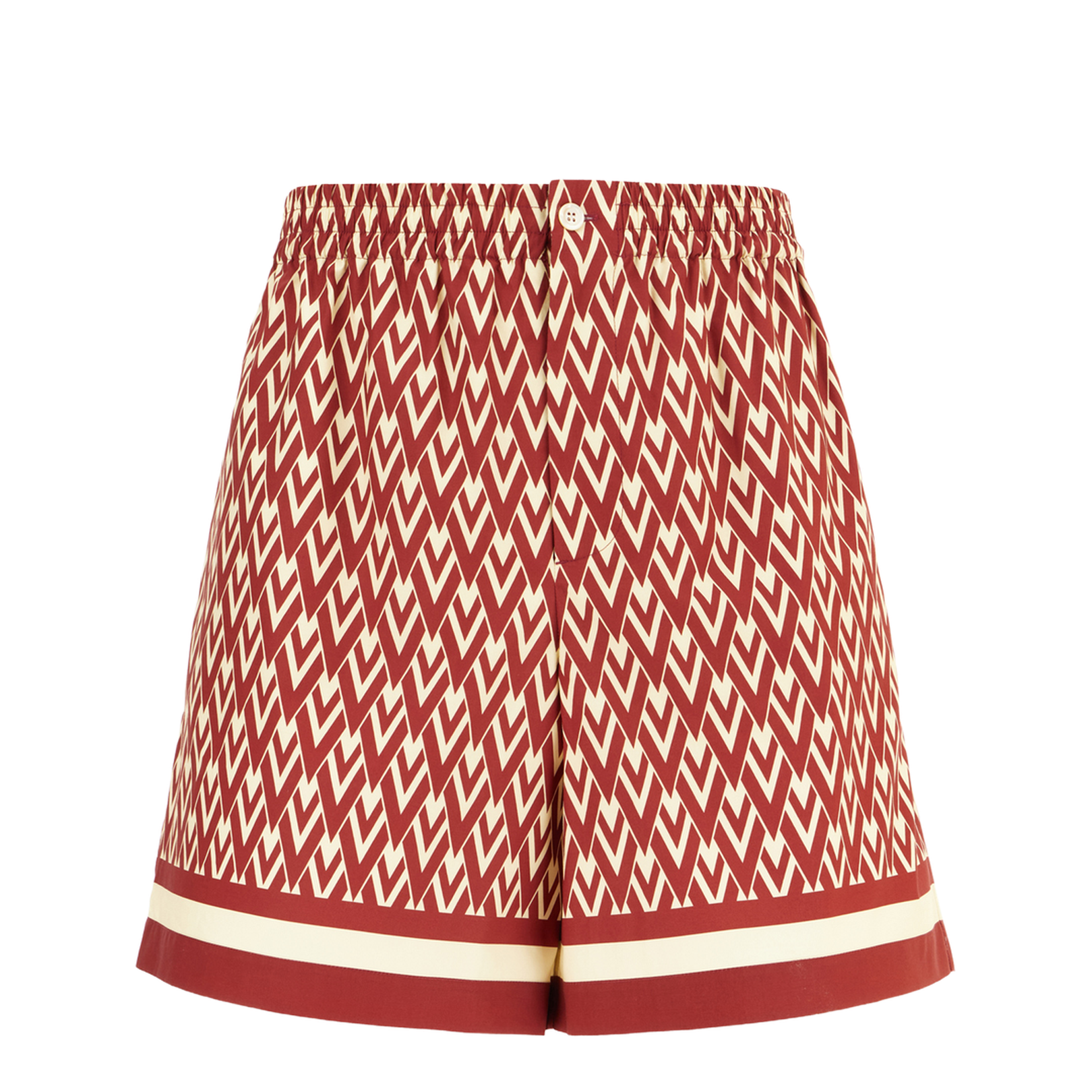Red and Cream Cotton Bermuda Shorts with Toute la V Print