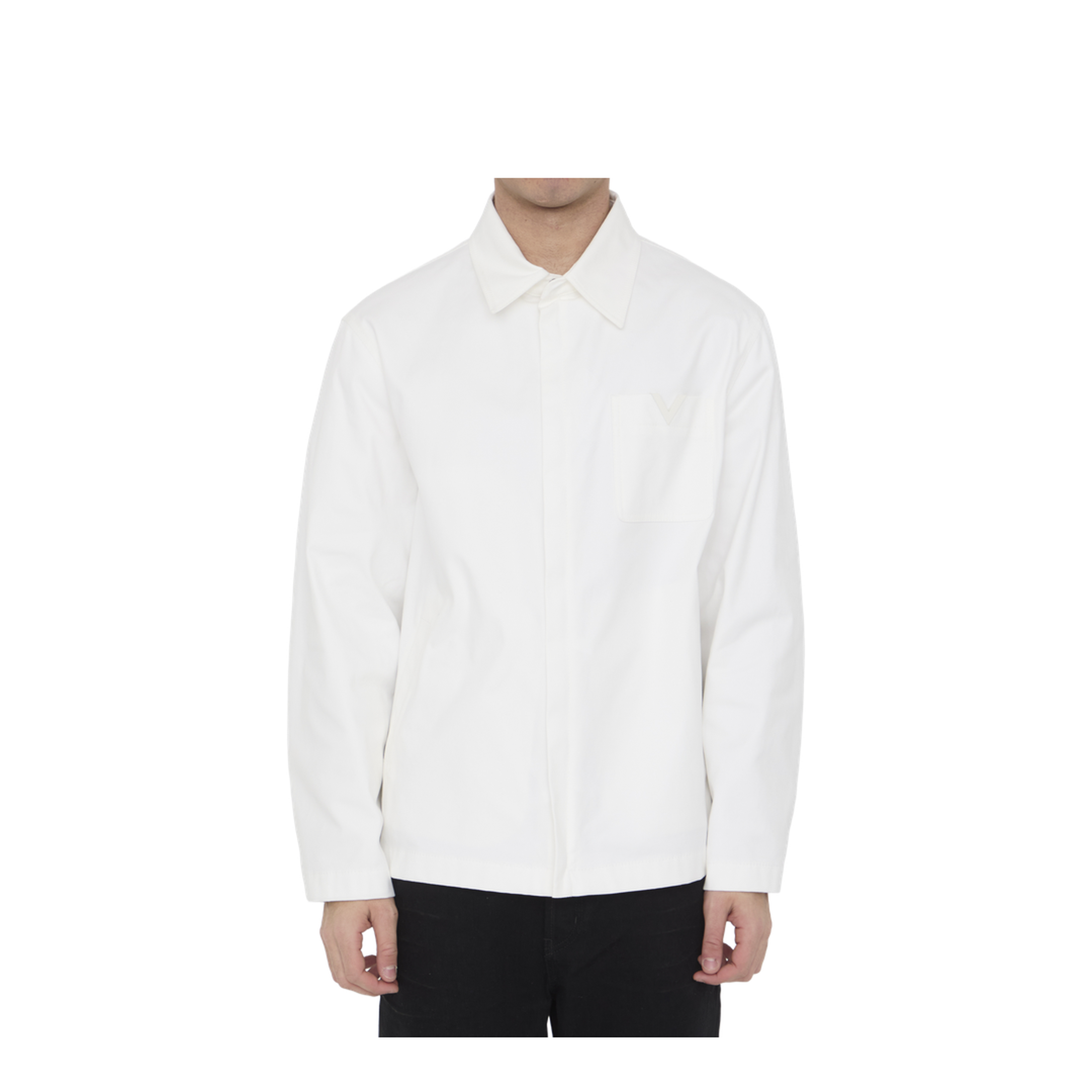 White V Logo Detail Shirt in Cotton Blend