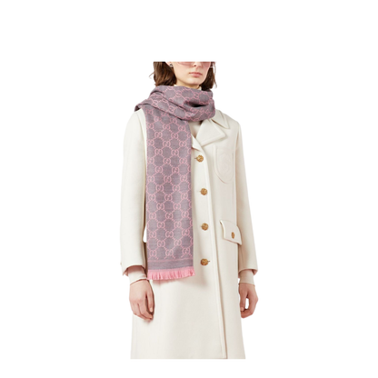 Graphite GG Jacquard Pattern Knitted Scarf