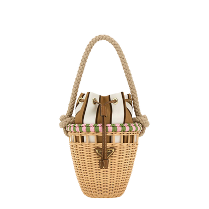 Wicker Mini Bucket Bag
