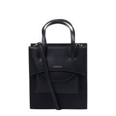 Pocket Medium Calf Leather Handbag - Black