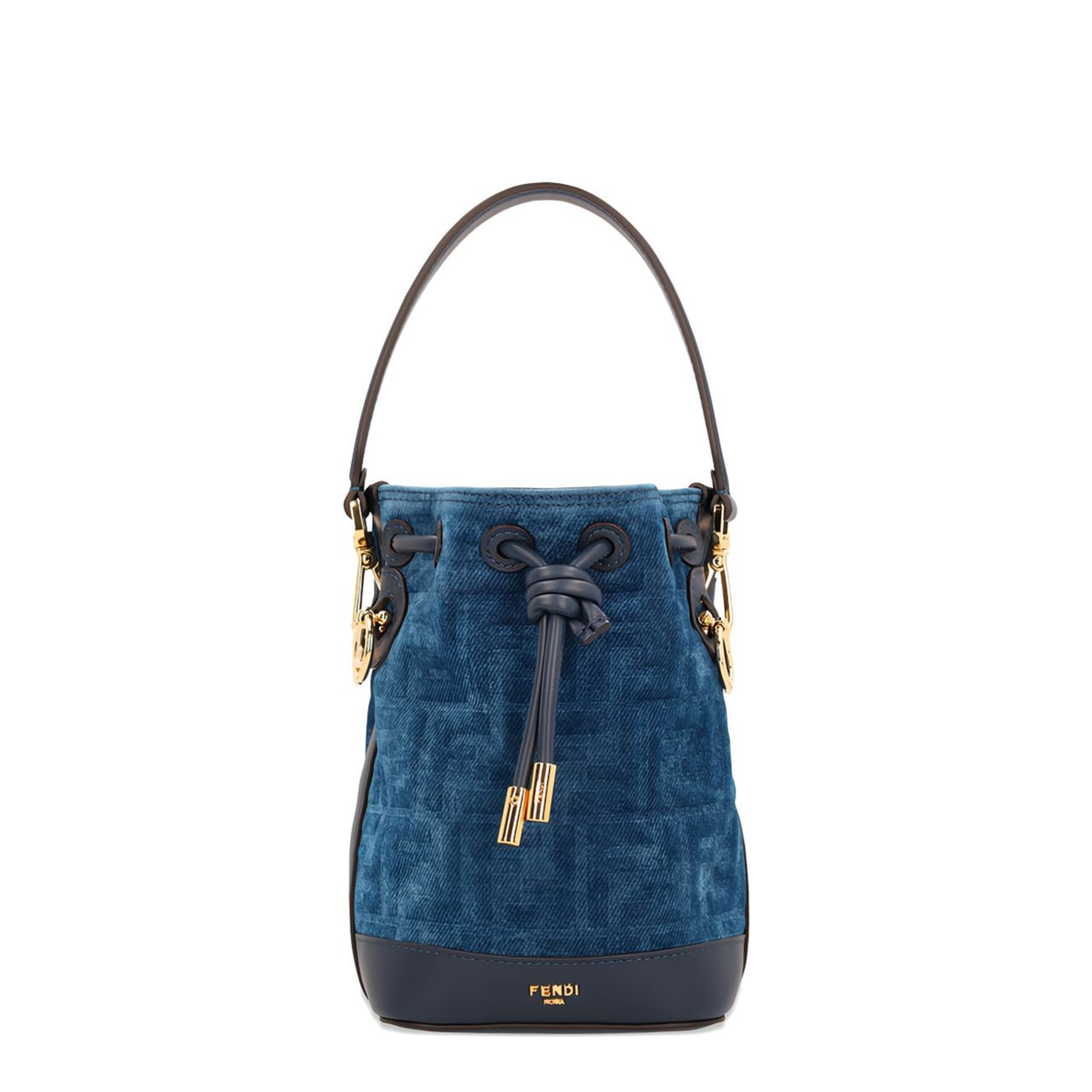 Mon Tresor FF Flocked Denim Crossbody Bag