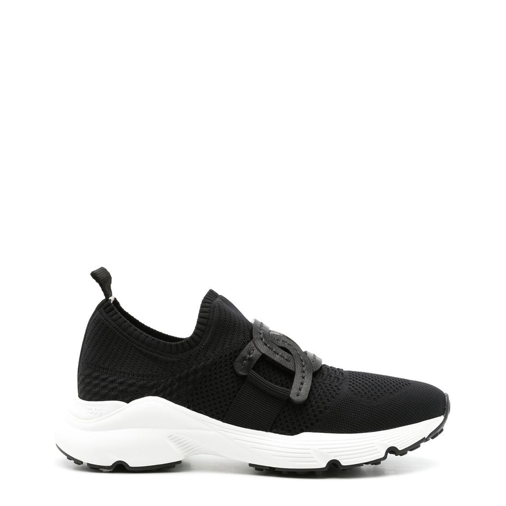 Black Fabric Chain-Link Detailing Sock-Style Ankle Shoes