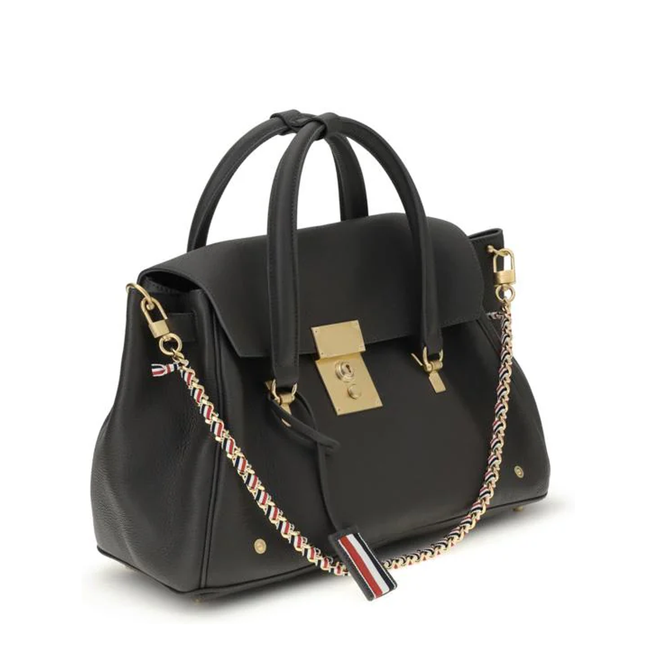 Leather Chain Strap Shoulder Bag Black