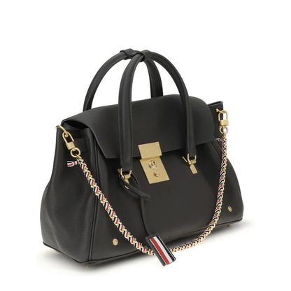 Leather Chain Strap Shoulder Bag Black
