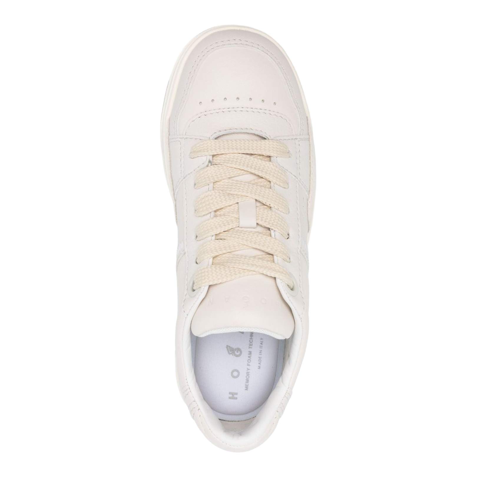 Light Beige Front Lace-Up Fastening Perforated Toebox