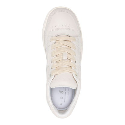 Light Beige Front Lace-Up Fastening Perforated Toebox