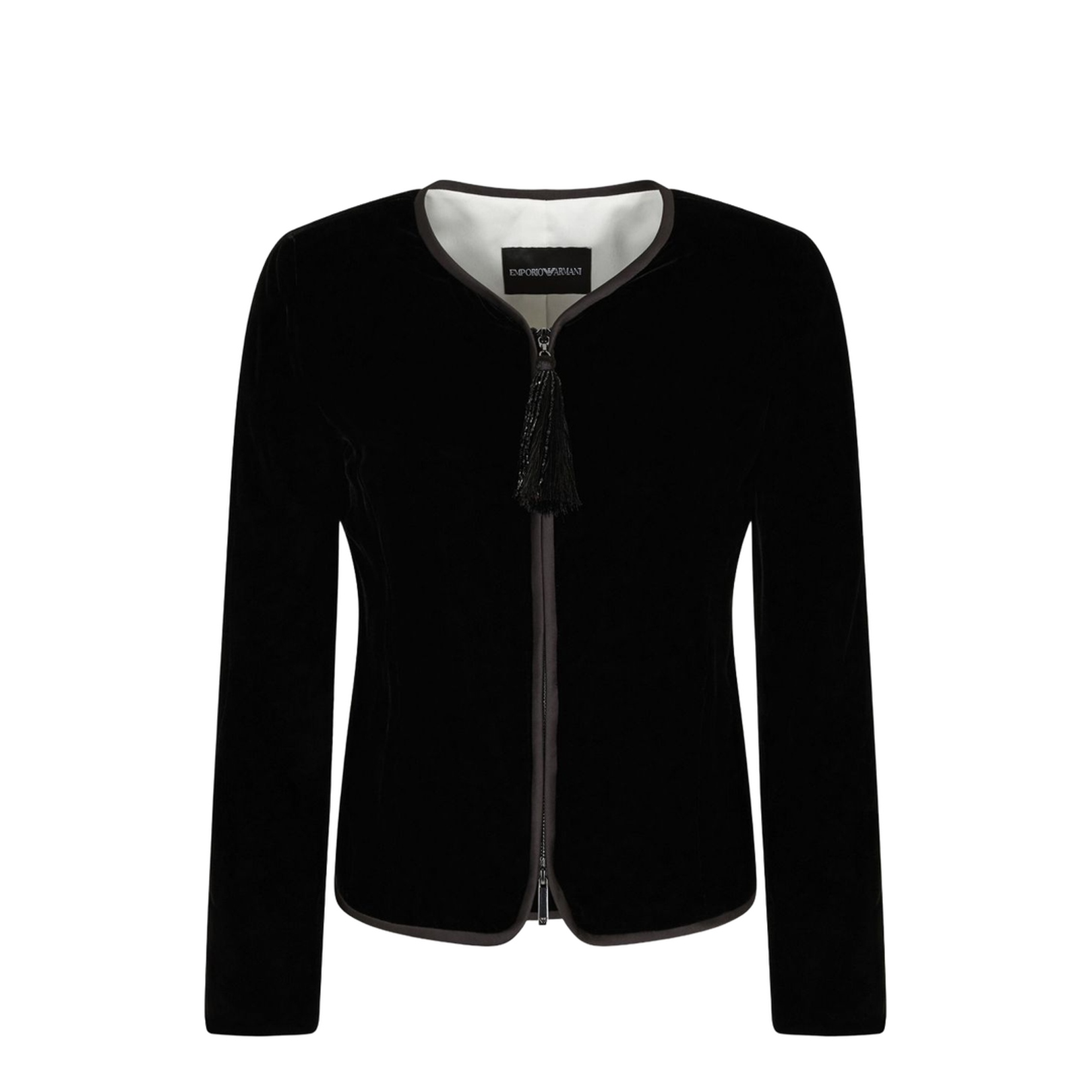 Black Velvet Front Zipper Jacket