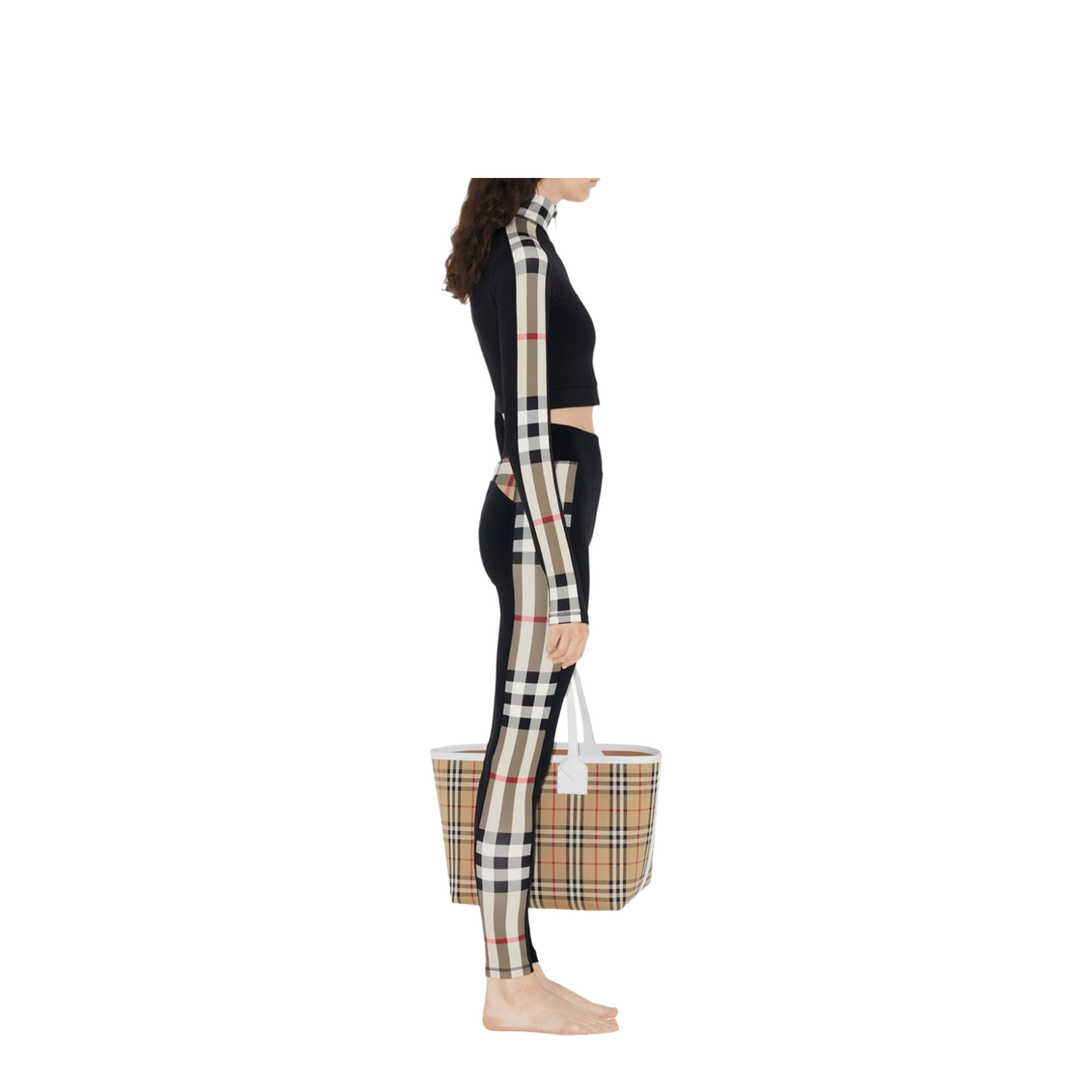 Check Motif Leggings - Black