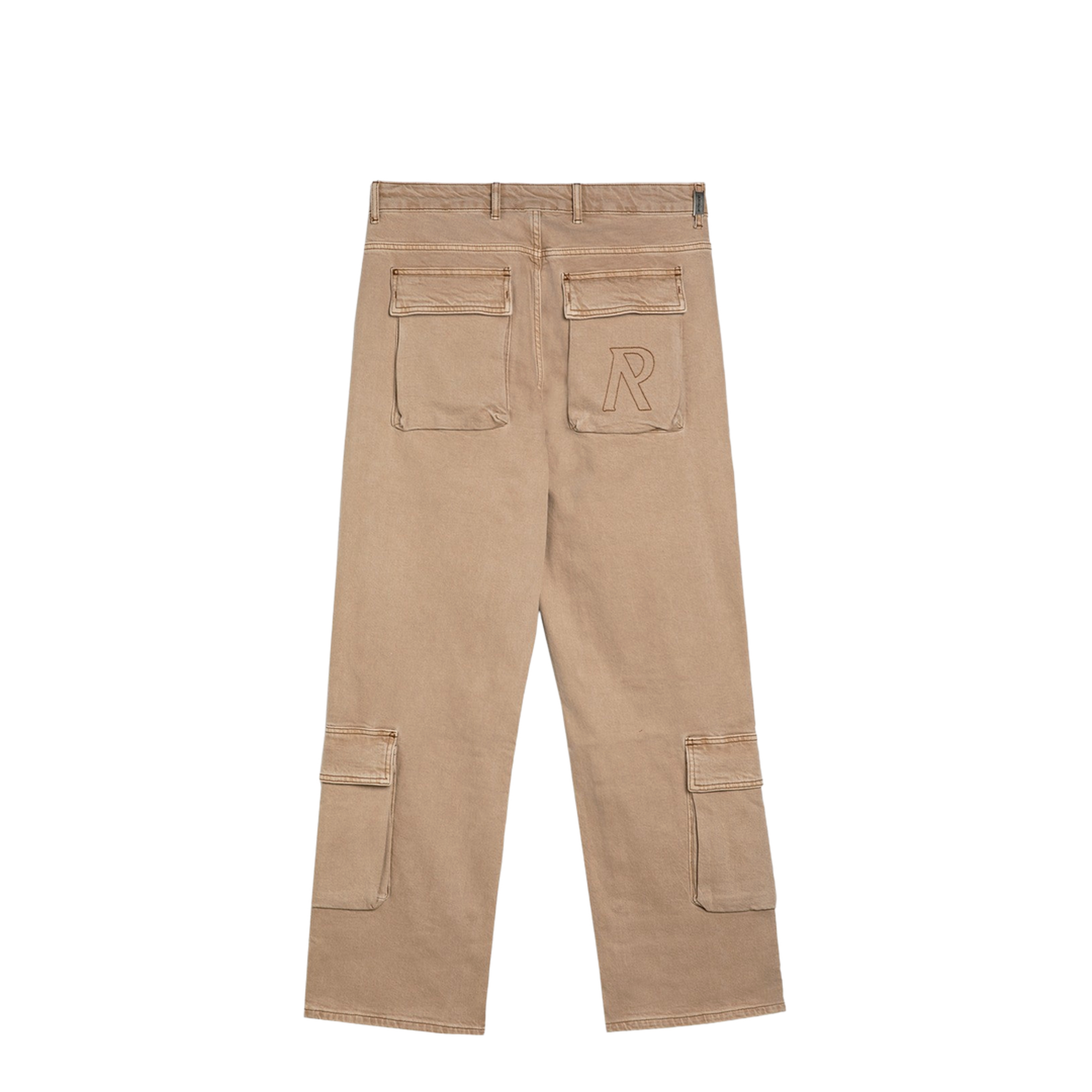 Beige Denim Cargo Trousers