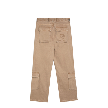 Beige Denim Cargo Trousers