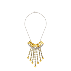 Statement Brass Necklace With Strass Charms