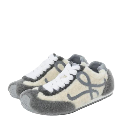Ballet Runner Shearling Sneakers in White
