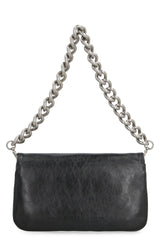 BB Logo Soft Leather Shoulder Bag, Silver Hardware