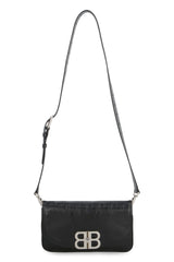 BB Logo Soft Leather Shoulder Bag, Silver Hardware