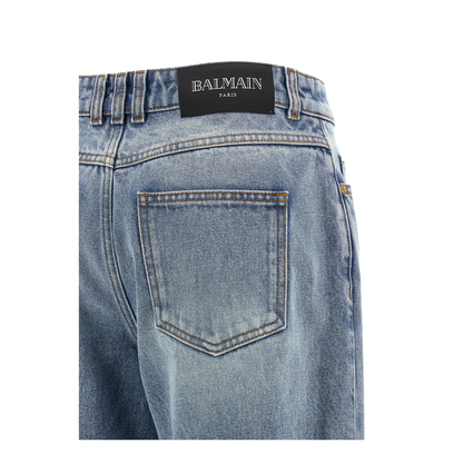 Straight-Leg Faded Denim Jeans