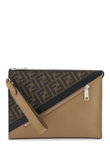 FF Jacquard &amp; Leather Clutch, Silver Hardware